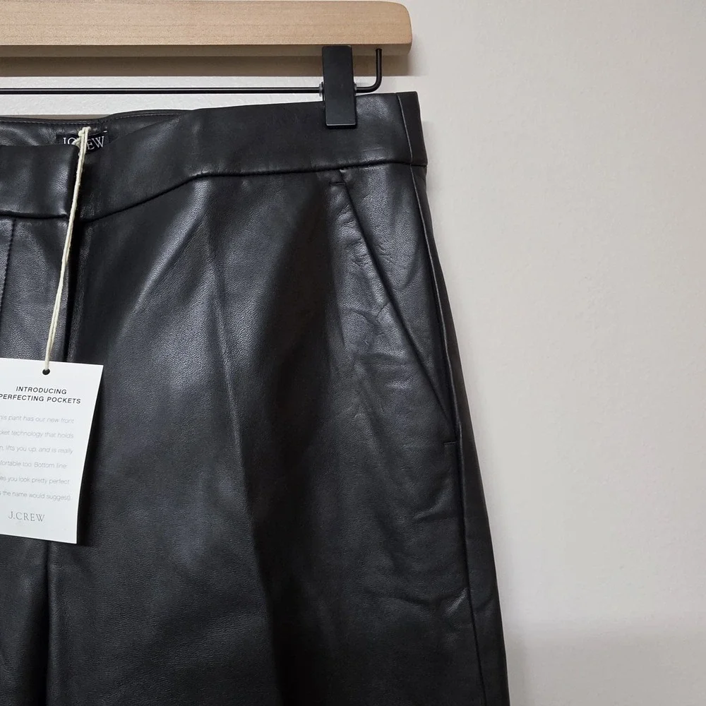 J.Crew Kate Straight Leg Faux Leather Pants Black Sz 6 Stretch BU141 $148 Vegan